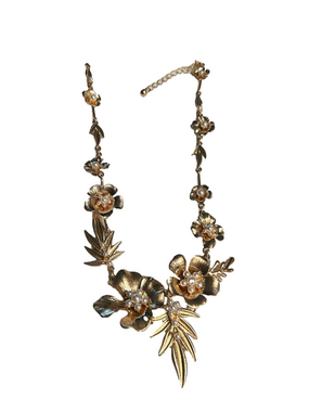 Express Gold Floral Pearl Accent Necklace